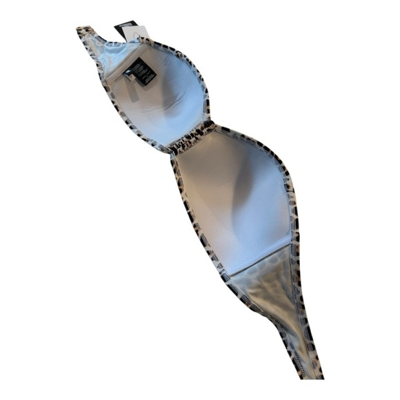 DKNY Women's Leopard-Print Bandeau Tie-Front Bikini Push Up Top Size XLarge NEW - Picture 4 of 11